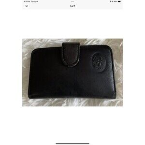 Vintage Buxton Black Top Grain Cowhide Leather Wallet Credit Card Slots Embossed